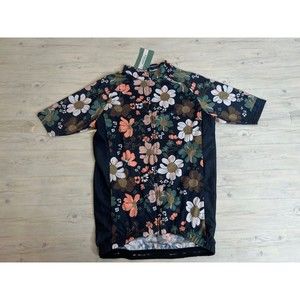 Racmmer women's L Retro Floral Short Sleeve Cycling Shirt Breathable blue/pink